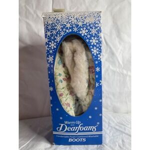 Dearfoams Warm Up Boots Women's Small 5 6 Quilted FloralCushioned Washable